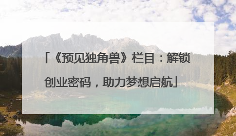 《预见独角兽》栏目：解锁创业密码，助力梦想启航