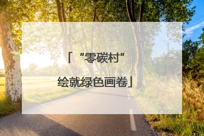 “零碳村” 绘就绿色画卷