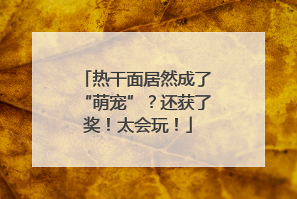 热干面居然成了“萌宠”？还获了奖！太会玩！