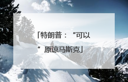 特朗普：“可以”原谅马斯克
