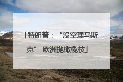 特朗普：“没空理马斯克” 欧洲抛橄榄枝