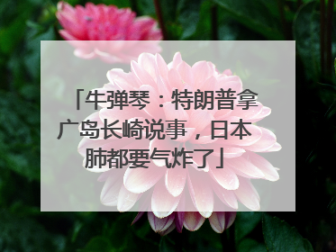 牛弹琴：特朗普拿广岛长崎说事，日本肺都要气炸了
