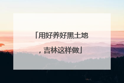 用好养好黑土地，吉林这样做