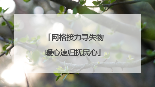 网格接力寻失物 暖心速归抚民心