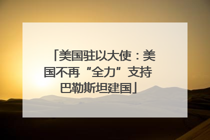 美国驻以大使：美国不再“全力”支持巴勒斯坦建国