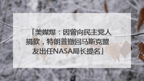 美媒爆：因曾向民主党人捐款，特朗普撤回马斯克盟友出任NASA局长提名