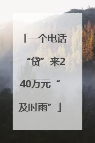 一个电话“贷”来240万元“及时雨”