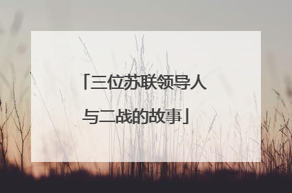 三位苏联领导人与二战的故事
