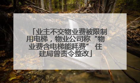 业主不交物业费被限制用电梯，物业公司称“物业费含电梯能耗费” 住建局曾责令整改