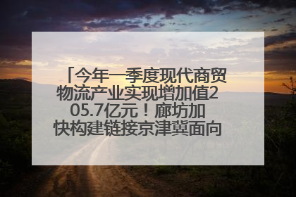 今年一季度现代商贸物流产业实现增加值205.7亿元！廊坊加快构建链接京津冀面向全世界的物流通道