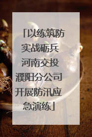 以练筑防 实战砺兵 河南交投濮阳分公司开展防汛应急演练