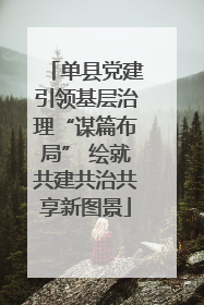 单县党建引领基层治理“谋篇布局” 绘就共建共治共享新图景