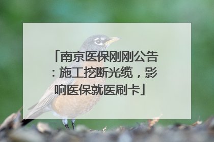 南京医保刚刚公告：施工挖断光缆，影响医保就医刷卡