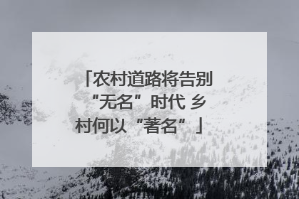 农村道路将告别“无名”时代 乡村何以“著名”