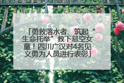 勇救落水者、筑起“生命托举”救下悬空女童！四川广汉对4名见义勇为人员进行表彰