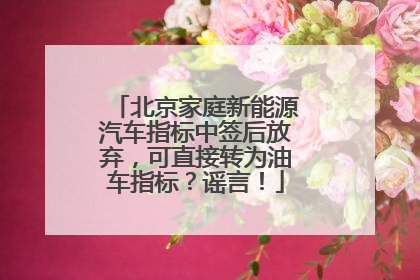 北京家庭新能源汽车指标中签后放弃，可直接转为油车指标？谣言！