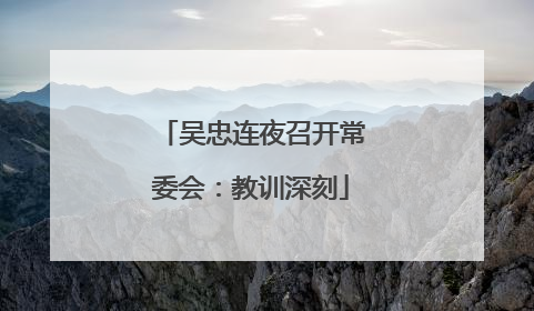 吴忠连夜召开常委会：教训深刻