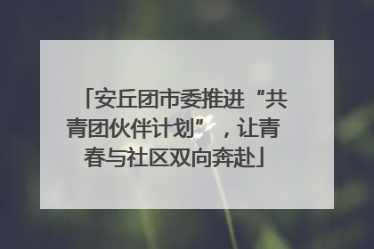 安丘团市委推进“共青团伙伴计划”，让青春与社区双向奔赴