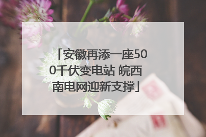 安徽再添一座500千伏变电站 皖西南电网迎新支撑