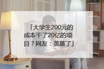 大学生200元的成本干了20亿的项目？网友：羡慕了