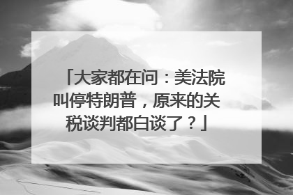 大家都在问：美法院叫停特朗普，原来的关税谈判都白谈了？