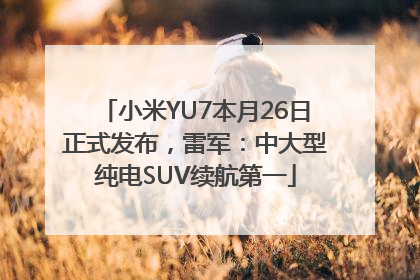 小米YU7本月26日正式发布，雷军：中大型纯电SUV续航第一