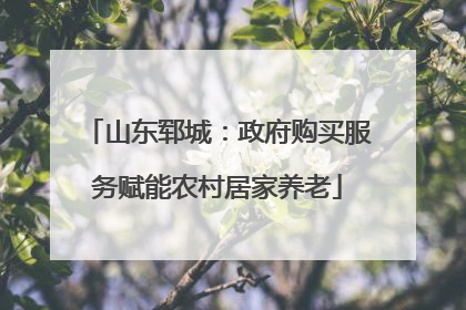 山东郓城：政府购买服务赋能农村居家养老