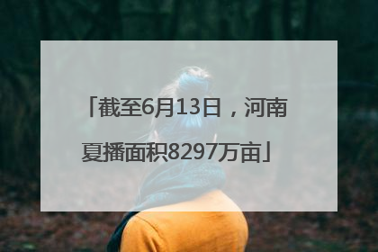 截至6月13日，河南夏播面积8297万亩