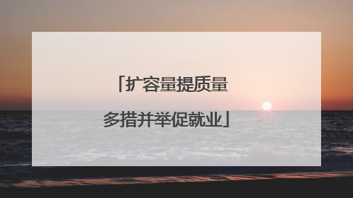 扩容量提质量 多措并举促就业