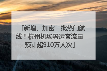 新增、加密一批热门航线！杭州机场暑运客流量预计超910万人次