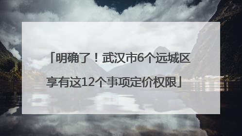 明确了！武汉市6个远城区享有这12个事项定价权限