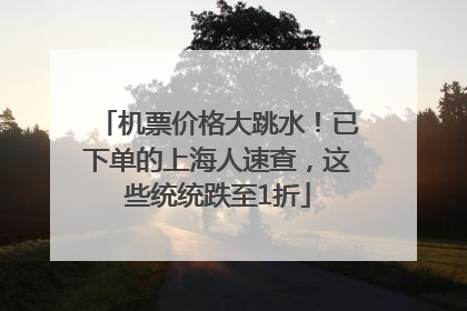 机票价格大跳水！已下单的上海人速查，这些统统跌至1折