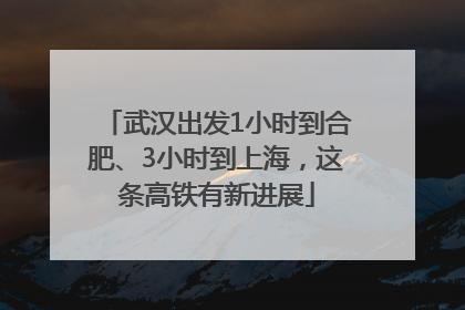 武汉出发1小时到合肥、3小时到上海，这条高铁有新进展