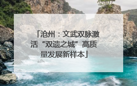 沧州：文武双脉激活“双遗之城”高质量发展新样本