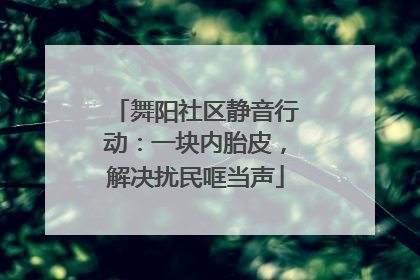 舞阳社区静音行动：一块内胎皮，解决扰民哐当声