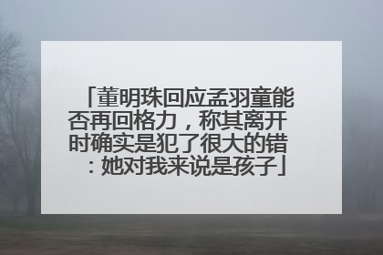 董明珠回应孟羽童能否再回格力，称其离开时确实是犯了很大的错：她对我来说是孩子