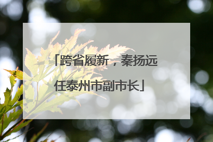 跨省履新，秦扬远任泰州市副市长