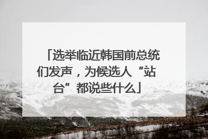 选举临近韩国前总统们发声，为候选人“站台”都说些什么
