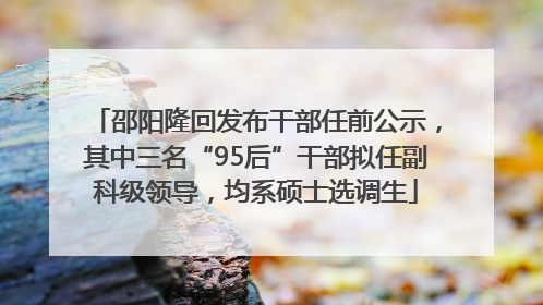 邵阳隆回发布干部任前公示，其中三名“95后”干部拟任副科级领导，均系硕士选调生