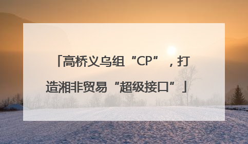 高桥义乌组“CP”，打造湘非贸易“超级接口”