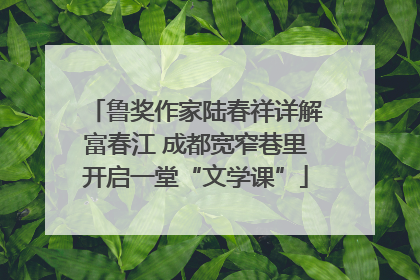 鲁奖作家陆春祥详解富春江 成都宽窄巷里开启一堂“文学课”